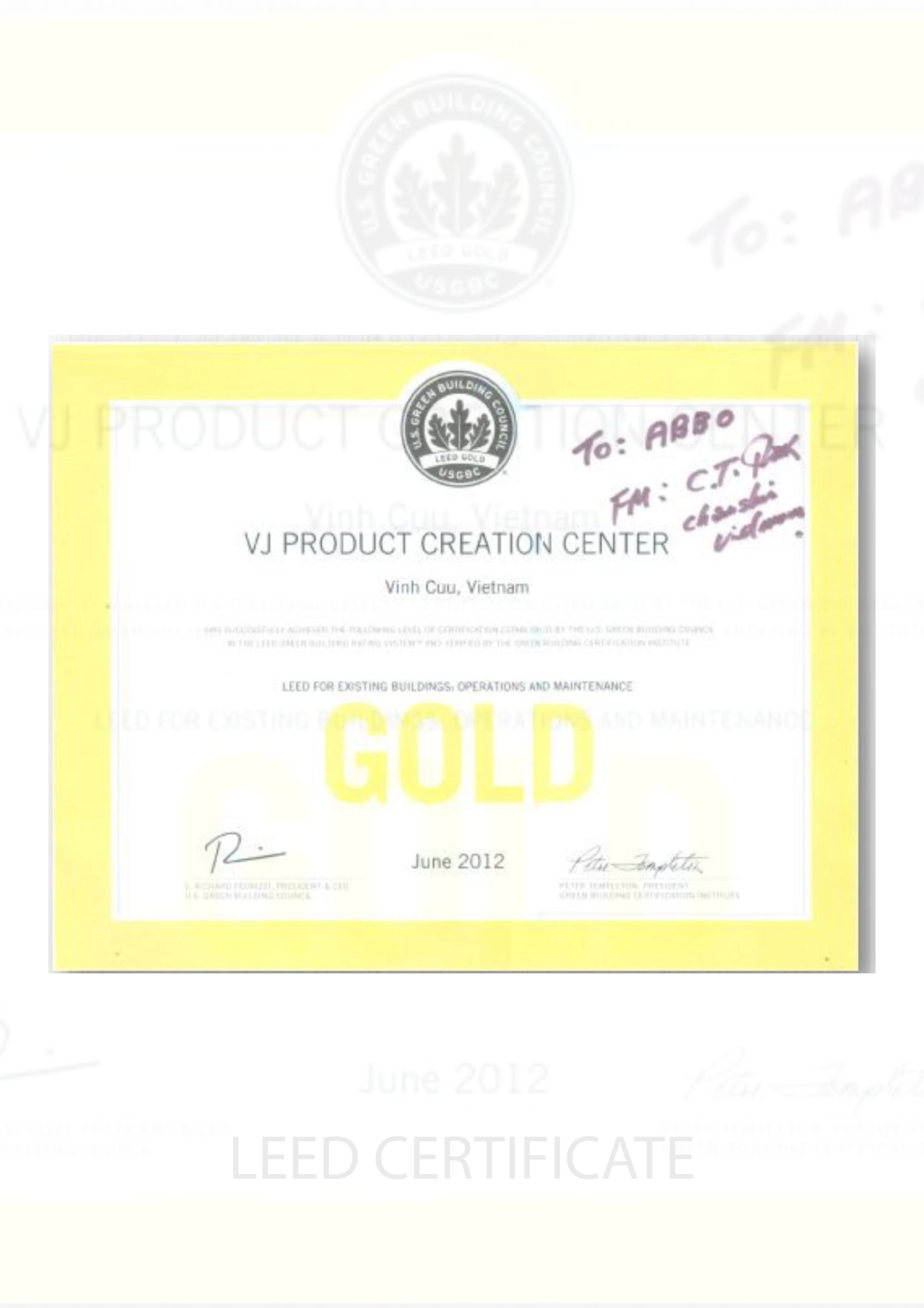 Changshin Vietnam Co.,Ltd - Leed Certificate